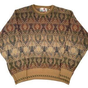 Vintage 90s Y2K Florence Tricot Grandpa Sweater Size Medium Eclectic Retro Funky